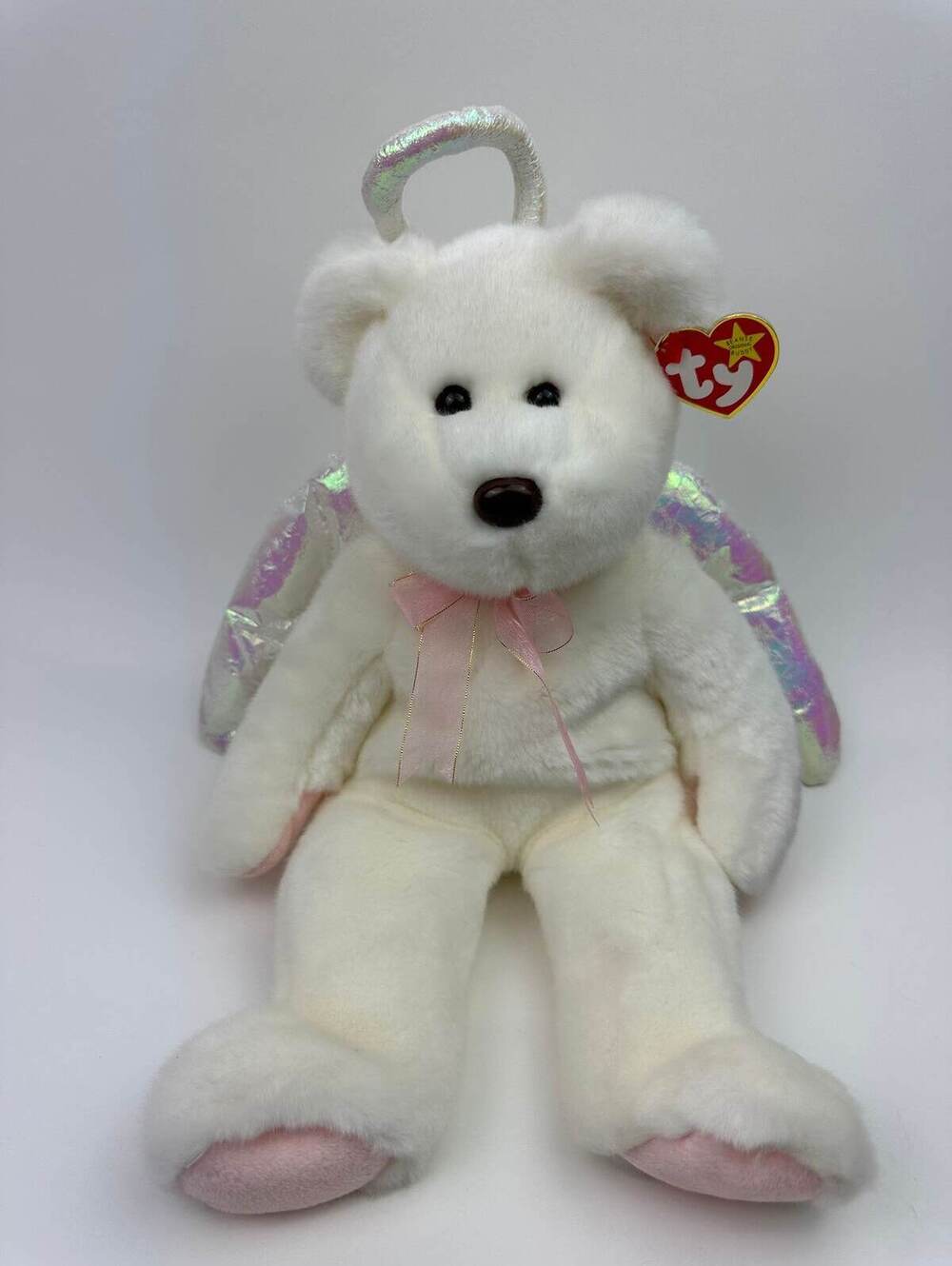 Ty Beanie Buddy “Halo” the Angel Bear with Iridescent wings (14.5 inch)